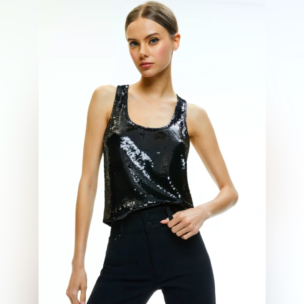 A+O Sequined Tank Scoop Neck 🖤